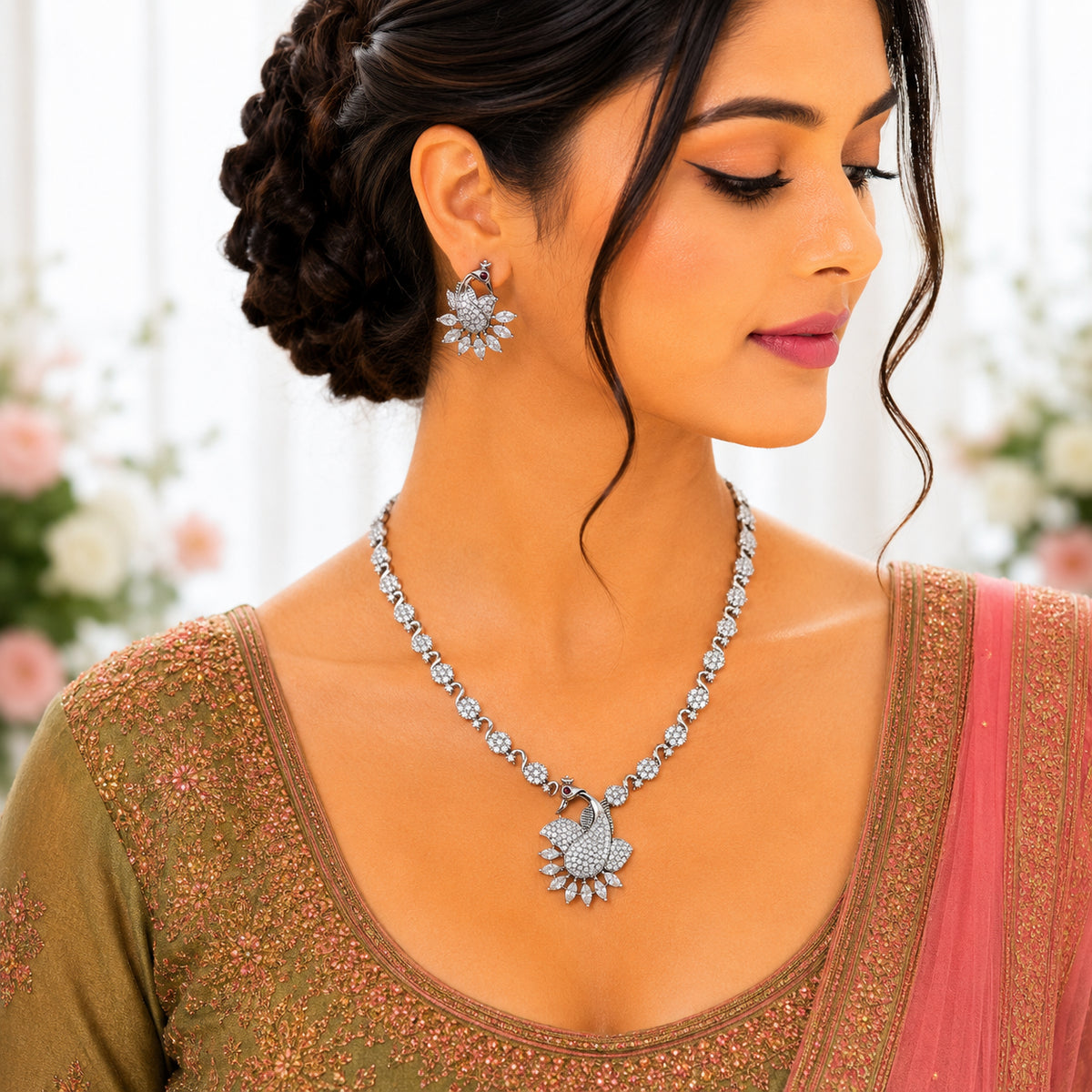 Disha AD Peacock Necklace